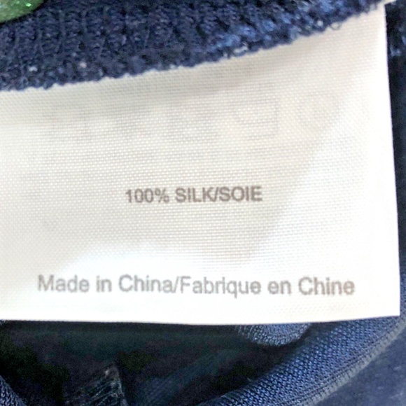 Tory Burch 100% Silk Navy Logo Print Dress Style 31142415 Cap Sleeve XS - Picture 16 of 16